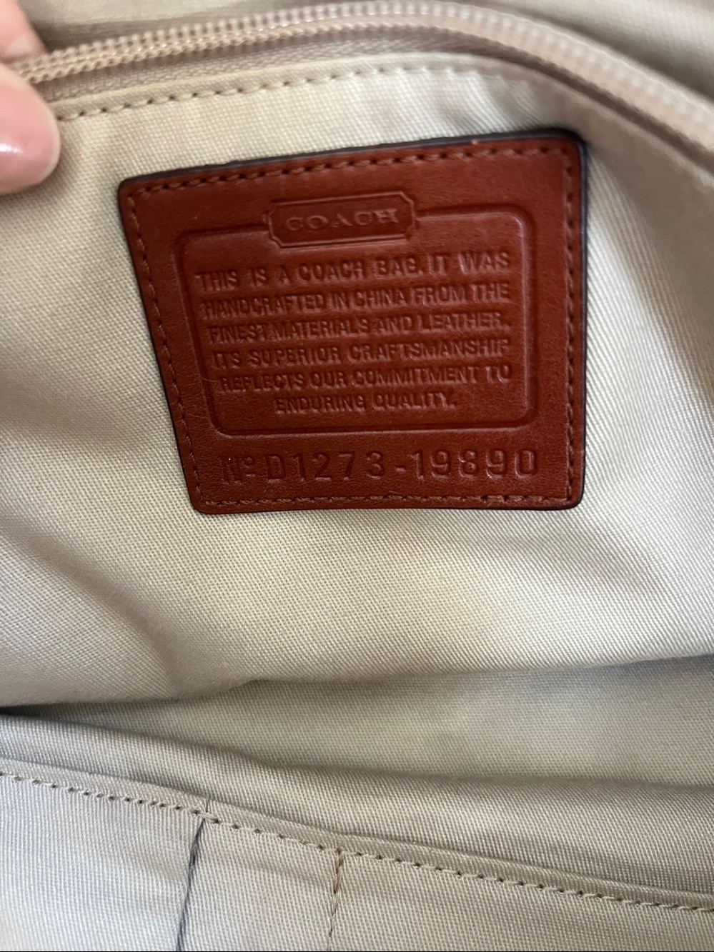 COACH Brown Leather Tote with Tassel Charm - Picture 4 of 8